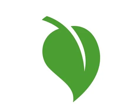 Leaf nature eco icon. Vector flat illustration of a curved crescent green l.. Stock Illustration
