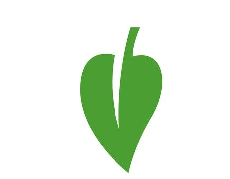 Leaf nature eco icon. Vector flat illustration of a narrow vertical green l.. Stock Illustration