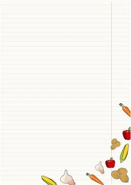 Leaf from a notebook with vegetables, nuts Illustrazione stock