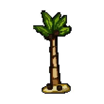 Leaf palm coconut pixel art vector illustration Stock Illustration