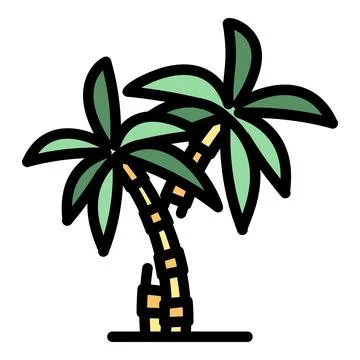 Leaf palm tree icon color outline vector Stock Illustration