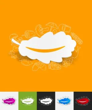 Leaf paper sticker with hand drawn elements 스톡 일러스트