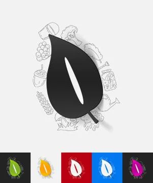 Leaf paper sticker with hand drawn elements Ilustración de archivo