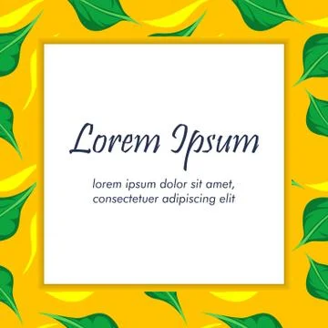 Leaf Pattern Background Frame With White Square Stock Illustration