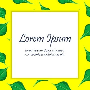 Leaf Pattern Background Frame With White Square 스톡 일러스트