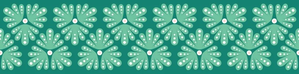 Leaf pattern border design. Vector seamless repeat banner of green leaves. Stock Illustration