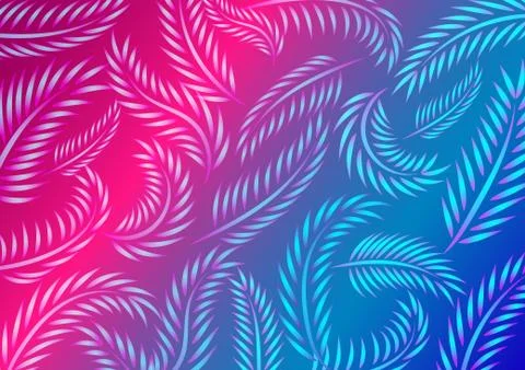 Leaf pattern with neon purple and blue background. vector illustration イラスト素材