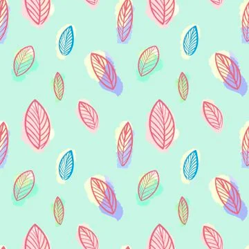 Leaf pattern.Seamless Botanical leaf pattern on a light green background. Illustrazione stock