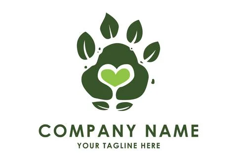 Leaf paw logo design concept	 Stock Illustration