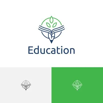 Leaf Pencil Book School Course Study Education Nature Logo Stock Illustration