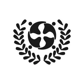 Leaf people Commitment Teamwork Together Black Logo 스톡 일러스트