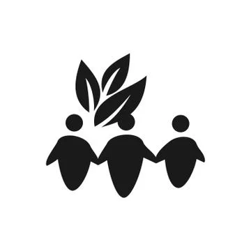 Leaf people Commitment Teamwork Together Black Logo イラスト素材