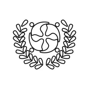 Leaf people Commitment Teamwork Together Outline Logo 스톡 일러스트