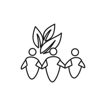 Leaf people Commitment Teamwork Together Outline Logo Illustrazione stock