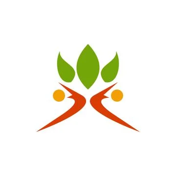 Leaf People Icon, Eco Human Nature Sustainability Symbol Design Stock Illustration