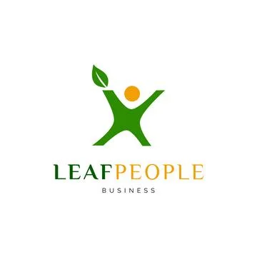Leaf People Icon Logo Design Template Stock Illustration