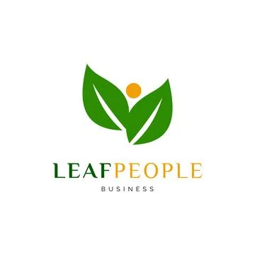 Leaf People Icon Logo Design Template Stock Illustration