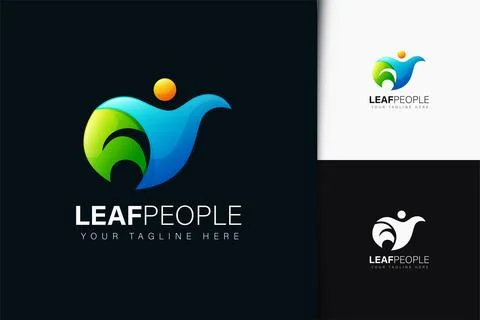 Leaf people logo design with gradient Stock Illustration