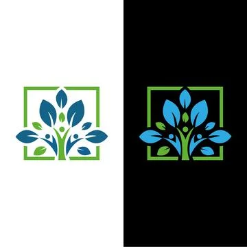 Leaf people logo template vector pro design Stock Illustration