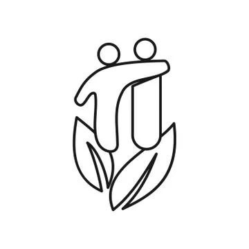 Leaf people relation Commitment Teamwork Together Outline Logo Stockillustratie