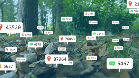 Leaf pile getting floating map pins after initial red pin, mapping overlay 動画素材 334034079