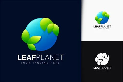 Leaf planet design with gradient Stock Illustration