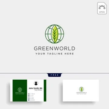 Leaf planet nature simple logo template vector illustration icon element Illustrazione stock
