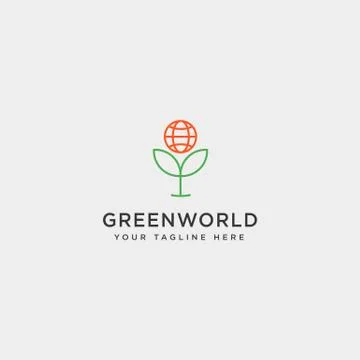 Leaf planet nature simple logo template vector illustration icon element Stock Illustration