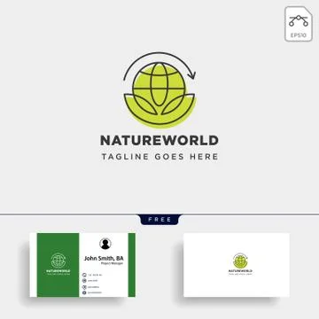 Leaf planet nature simple logo template vector illustration icon element Stock Illustration