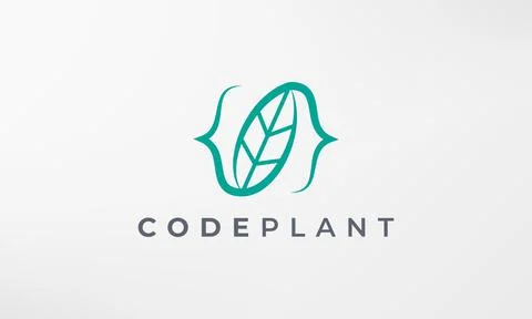 Leaf plant coding logo in a simple and modern style Illustrazione stock