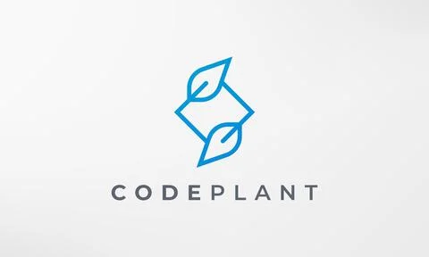 Leaf plant coding logo in a simple and modern style Illustrazione stock