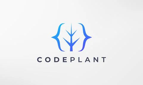 Leaf plant coding logo in a simple and modern style Stock Illustration