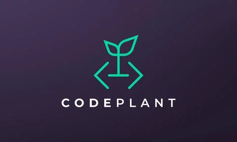 Leaf plant coding logo in a simple and modern style Illustrazione stock