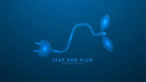 Leaf with plug electric. Renewable power and Eco friendly. Vector illustrat.. Stock Illustration