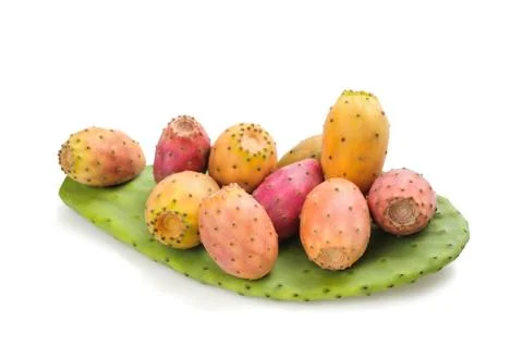 Leaf with prickly pears Stock Photos