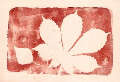 Leaf prints on a dark background, negative space, copy space, abstract Stock Illustration