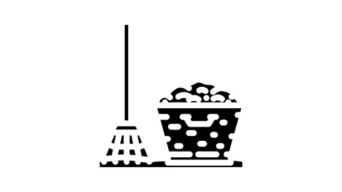 Leaf raking garden maintenance glyph icon animation Stock Footage 326735244
