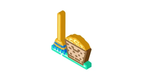 Leaf raking garden maintenance isometric icon animation Stock Footage 327280444