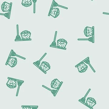 Leaf raking garden maintenance line vector seamless pattern Illustrazione stock