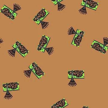 Leaf raking garden maintenance vector seamless pattern イラスト素材