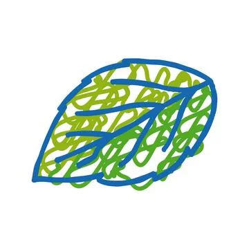 Leaf raspberry green icon doodle illustration Stock Illustration