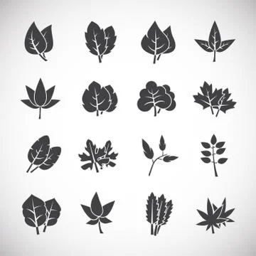 Leaf related icons set on background for graphic and web design. Creative Stock Illustration