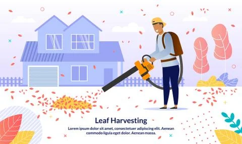 Leaf Removal Service Flat Vector Promotion Banner Stock Illustration