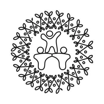 Leaf rotation Commitment Teamwork Together Outline Logo Illustrazione stock