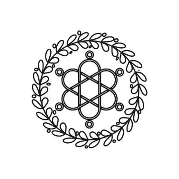 Leaf rotation connection Commitment Teamwork Together Outline Logo Stock Illustration