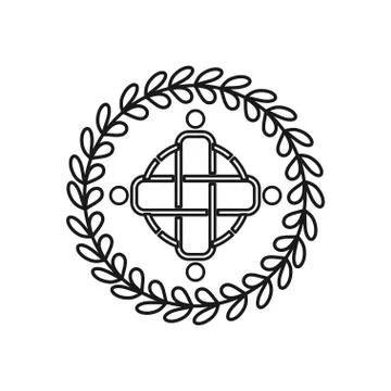 Leaf rotation cross Commitment Teamwork Together Outline Logo Stockillustratie