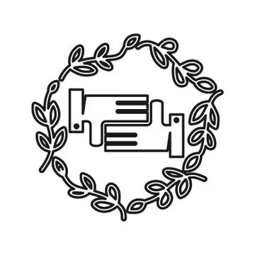 Leaf rotation emblem Commitment Teamwork Together Outline Logo イラスト素材