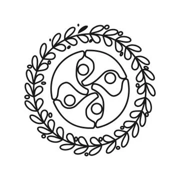 Leaf rotation hand Commitment Teamwork Together Outline Logo Stock Illustration