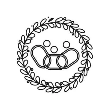 Leaf rotation people Commitment Teamwork Together Outline Logo 스톡 일러스트