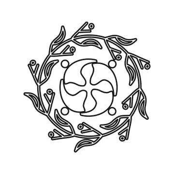 Leaf rotation people Commitment Teamwork Together Outline Logo イラスト素材